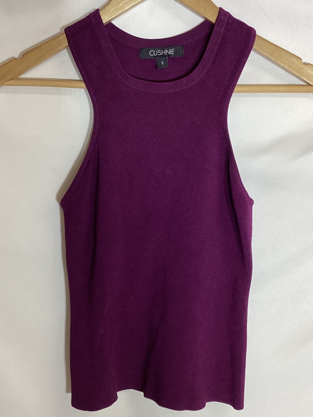 CUSHNIE Plum Racer Back Ribbed Tank Size Small